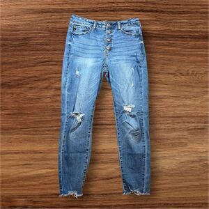 Kancan Estillo Distressed Exposed Button Skinny Jeans Women’s Size 11/29